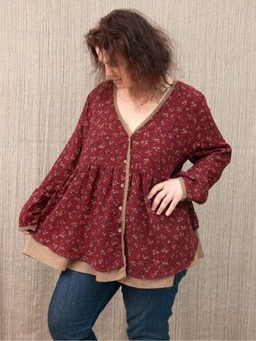Florho NWT Boho Cottagecore Vintage Prairie Style Floral Cardigan Top